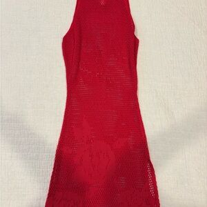 Heavy Manners Red Crochet Coverup.